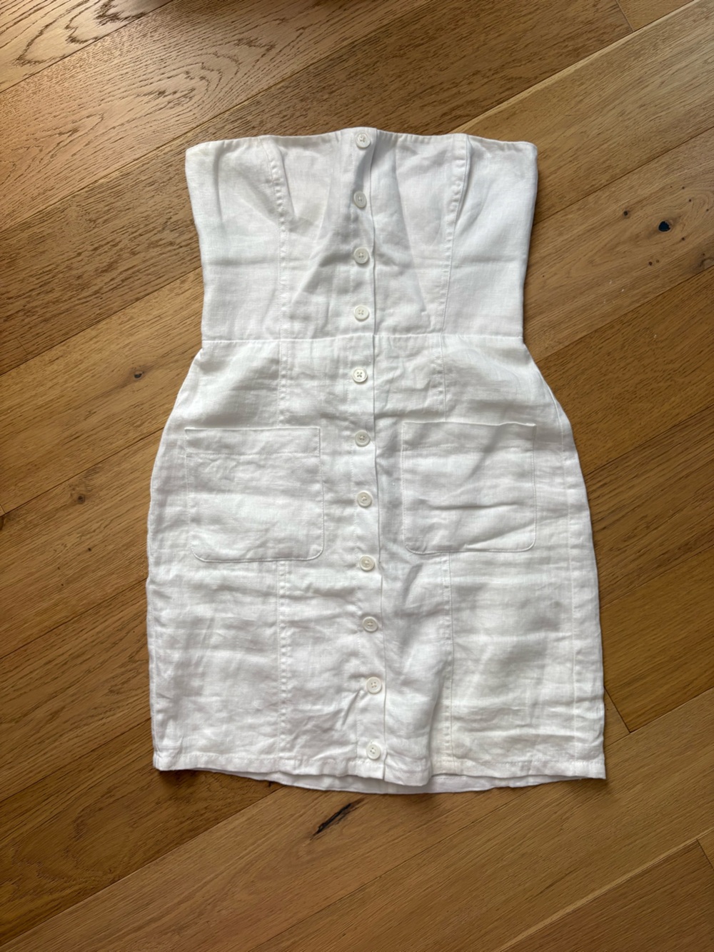 Reformation White Linen Strapless Mini Dress - Size 2